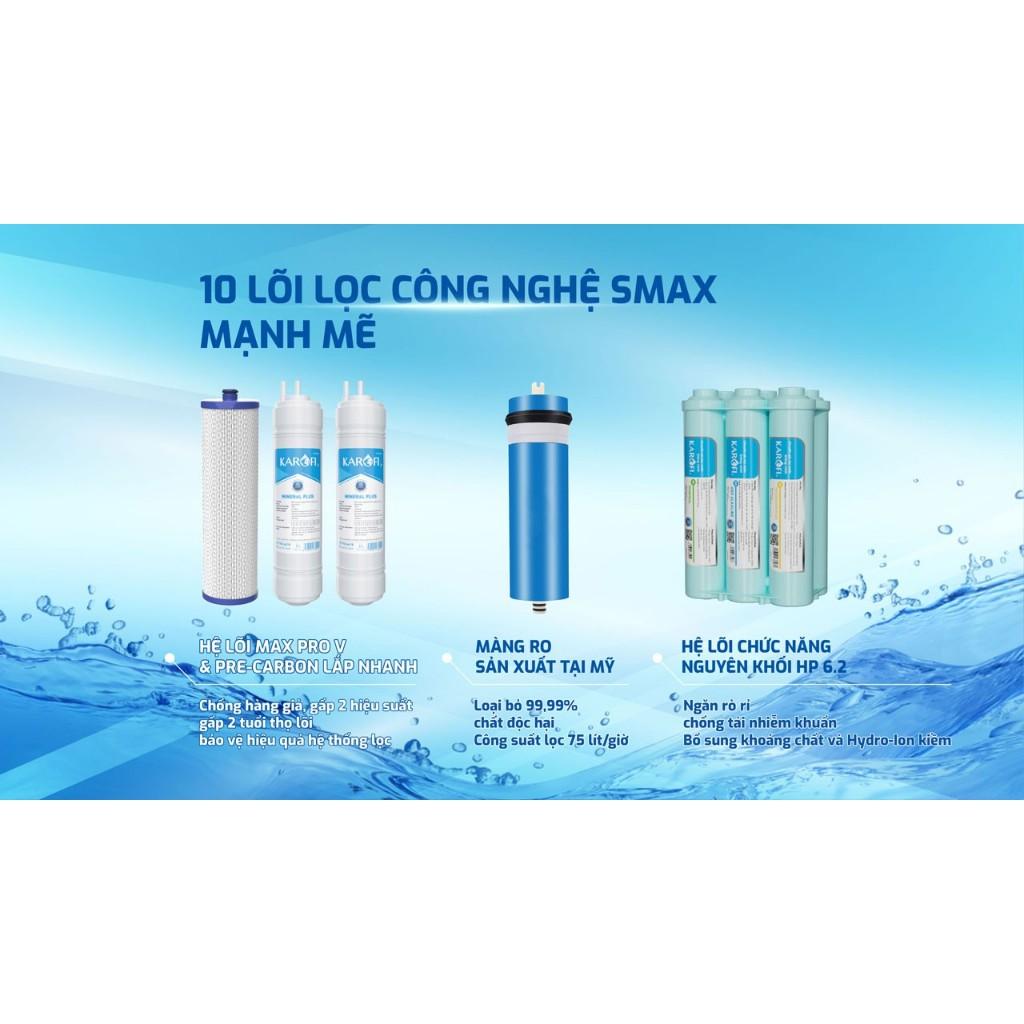 Máy lọc nước Karofi KAQ-U99 Hệ thống 10 lõi lọc smax lọc sạch gấp 2 lần - Vòi Led thông minh - Hàng Chính Hãng