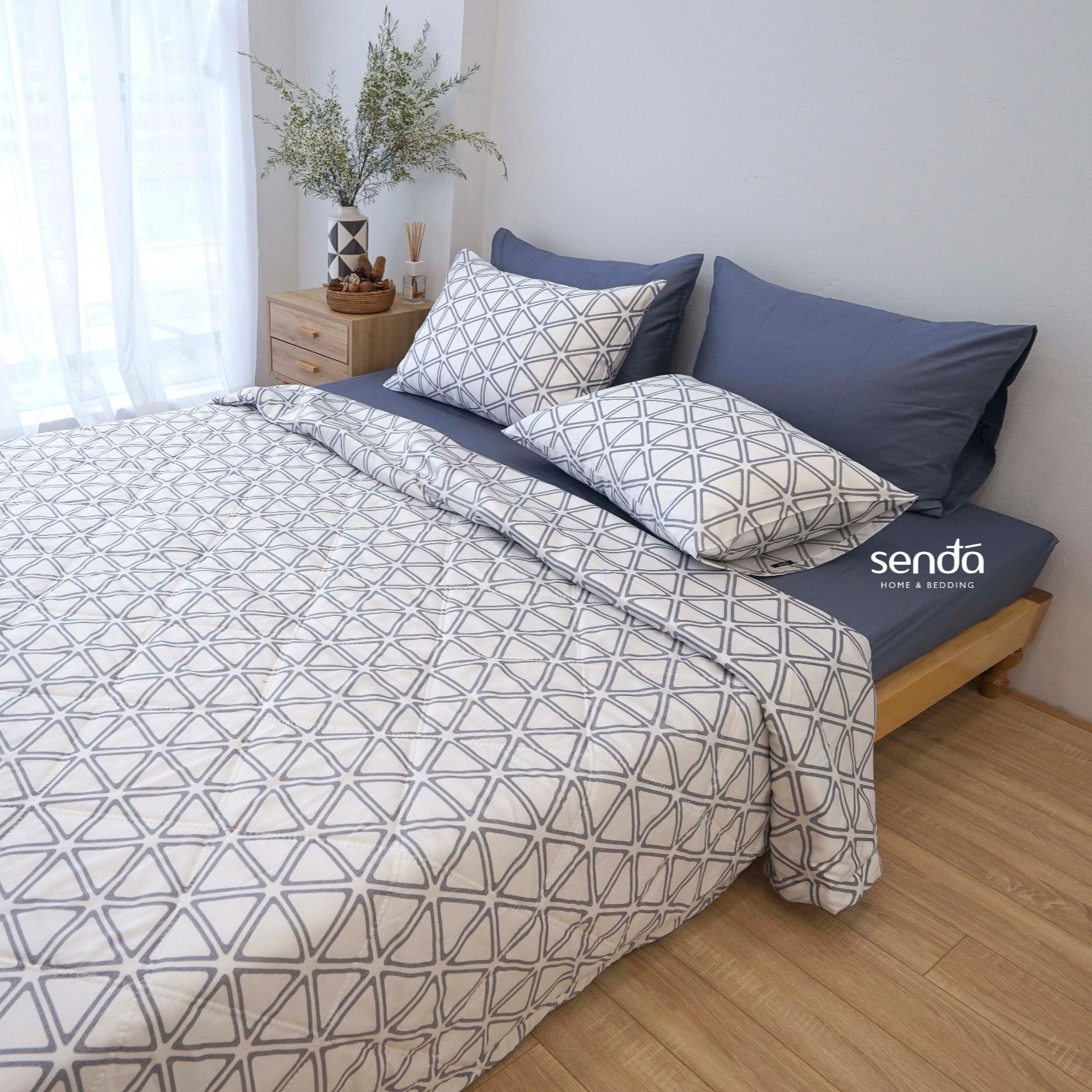 Vỏ chăn trần bông lồng được ruột Lụa Tencel 2mx2m2 Sen Đá Home Bedding họa tiết, mền chần mùa đông, hè cao cấp