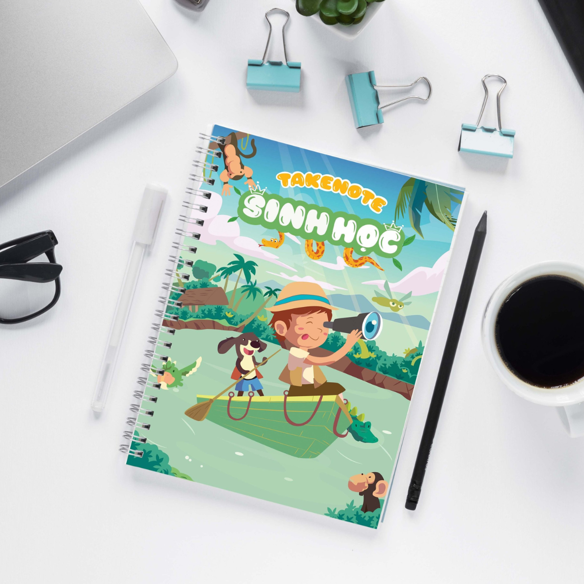 Sổ tay ghi chú HOB takenote Sinh THCS, Khổ A5 đóng binder trang trí sẵn sticker