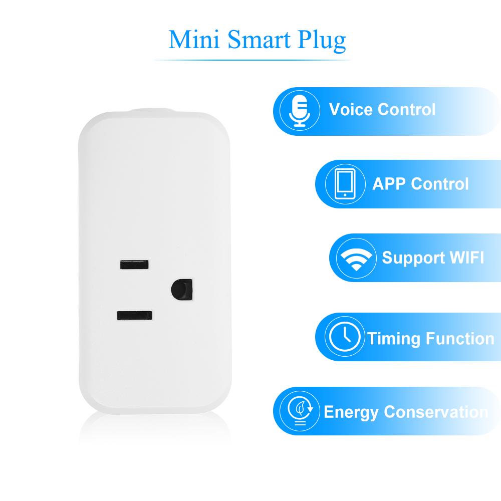 Mini WIFI Smart Socket Compact Size Rectangle Style with Bulgy On/Off Button Smart Alexa Outlet Support APP Remote Control Timing Function Voice Control for Amazon Alexa for Google Home/Nest IFTTT No Hub Required Smart Home Plug