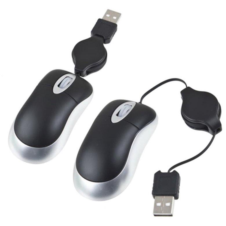 Chuột quang có dây rút cổng USB kết nối với máy tính laptop cho văn phòng