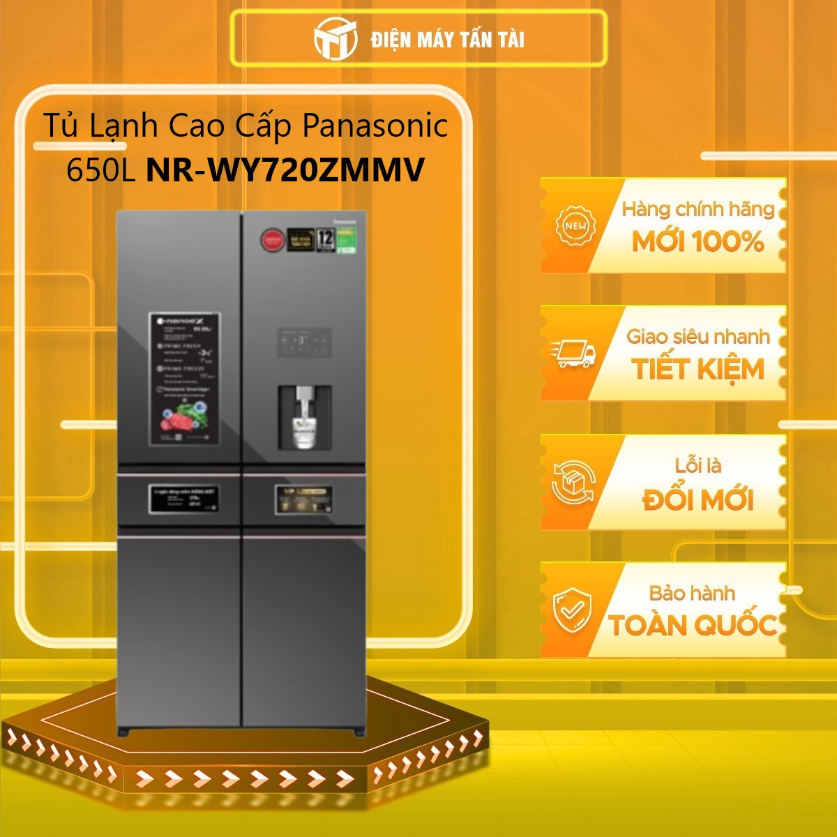 Tủ Lạnh Cao Cấp Panasonic 650L NR-WY720ZMMV - Vô hiệu hóa vi khuẩn 99,99% - Cấp Đông Mềm - Lấy Nước Ngoài - Làm Đá Tự Động - Hàng chính hãng