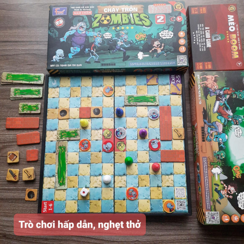Board Game Nhiều Người Chơi, Đồ Chơi Chơi Cùng Bạn Bè Chạy Trốn Zombies Có Nam Châm