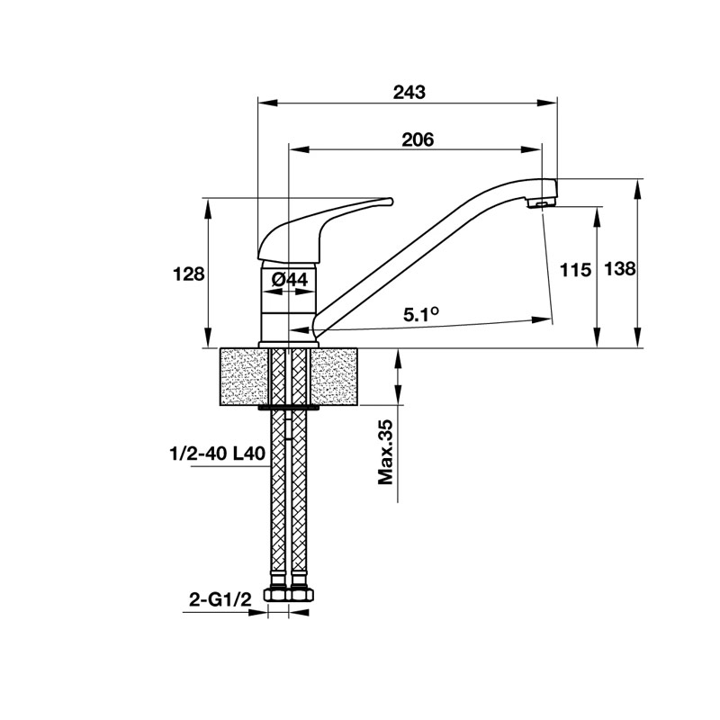 VÒI RỬA BÁT HAFELE HT19-CH1F135/570.50.270 - HÀNG CHÍNH HÃNG