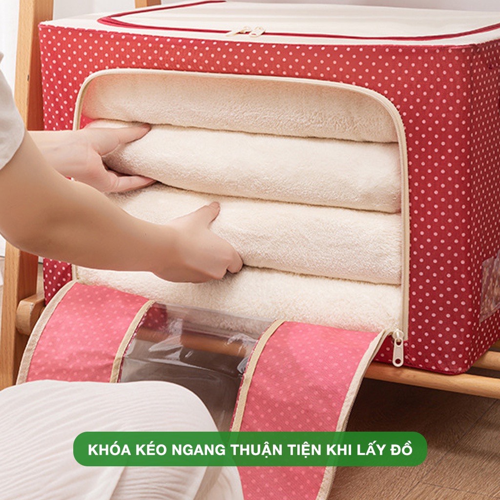 Hộp Đựng Quần Áo Chăn Màn Khung Thép Cao Cấp Loại To Tiện Lợi 66 Lit TD01