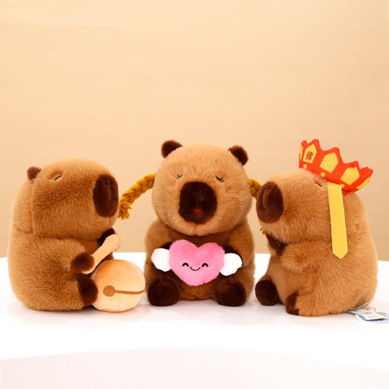 Thú nhồi bông capybara gõ mõ ngộ nghĩnh - Size 35cm - Quà tặng gấu bông chuột lang nước dành cho người cần tịnh tâm