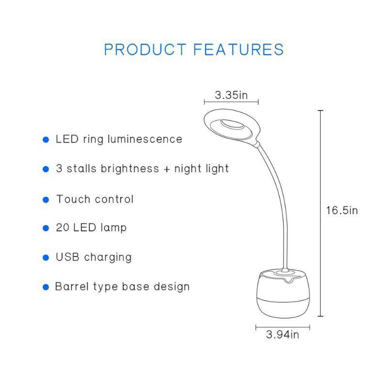 Đèn học để bán chống cận thị sạc tích điện cảm ứng 3 chế độ sáng thông minh - Đèn học có đế cắm viết thước tiện lợi