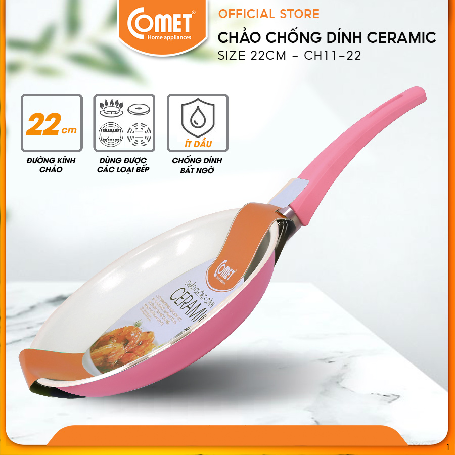 Chảo Chống dính Ceramic Comet CH11-22 (Giao màu ngẫu nhiên)