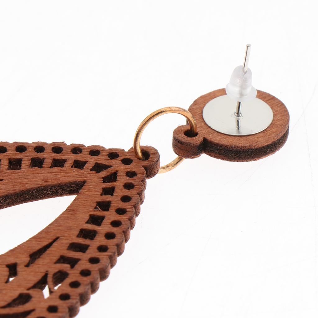 Bohemian Women Wooden Earrings Dangle Pendant Hook Earrings