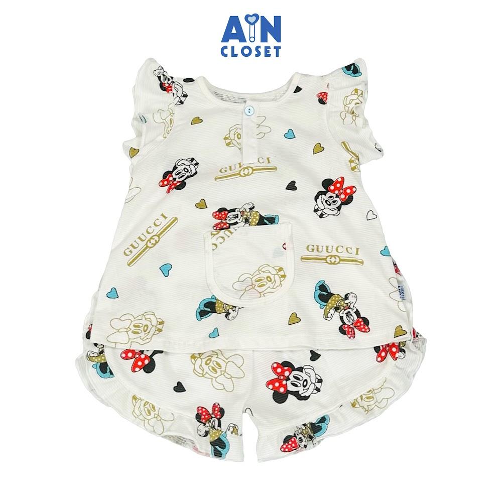 Bộ quần áo Ngắn bé gái họa tiết Mina Tim Trắng thun giấy - AICDBG9SNZSY - AIN Closet