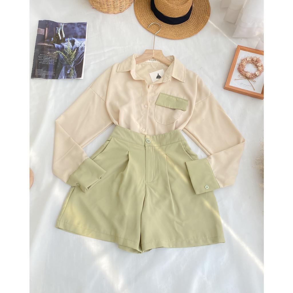 CM - SET ÁO SOMI QUẦN SHORT XANH