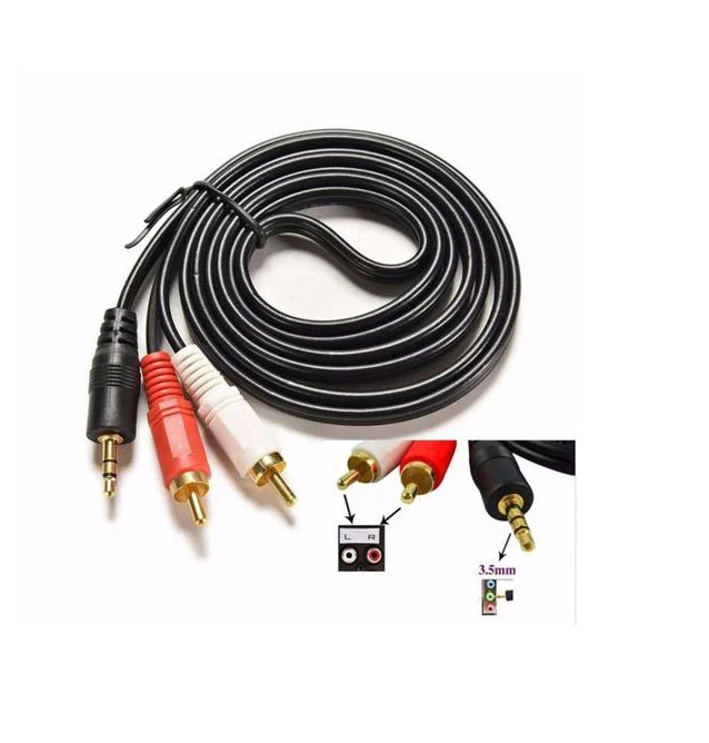 Cáp AV 3.5mm ra 2 đầu bông sen (Cáp loại 1, cáp to, 1.5m) - Hàng nhập khẩu