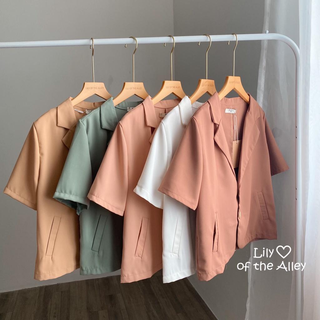 Áo blazer cộc tay túi chéo