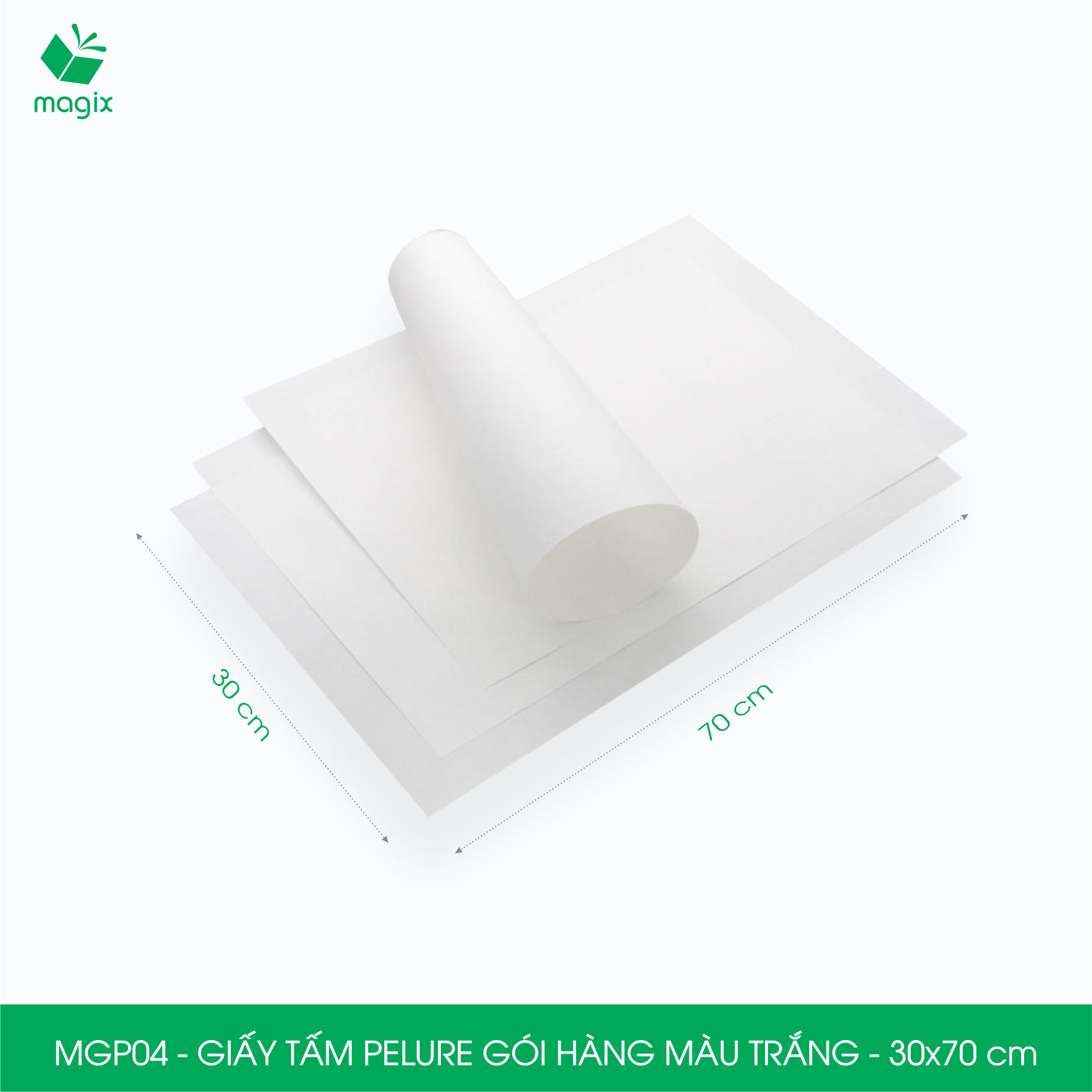 MGP04 - 30x70 cm - 1KG giấy Pelure trắng đóng hàng, giấy nến gói quần áo, giày dép, phụ kiện