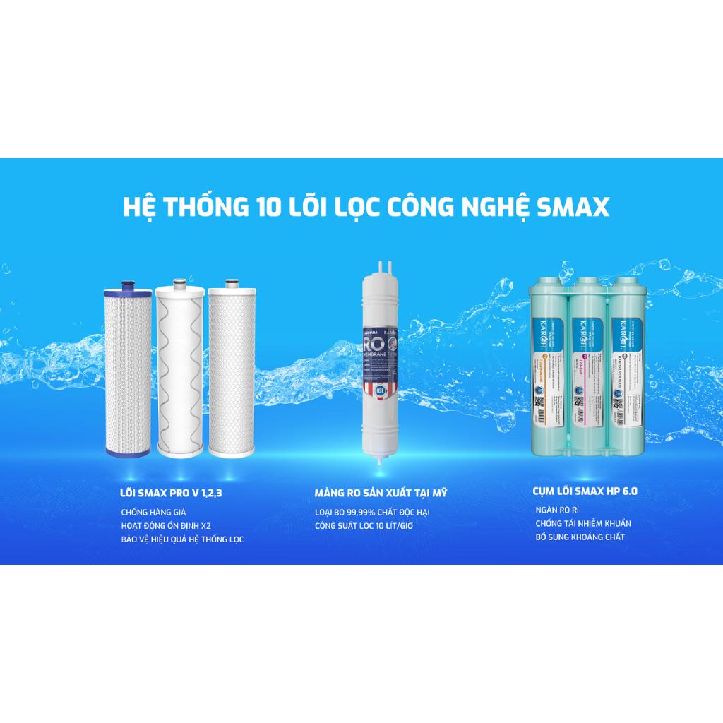 [TẶNG BỘ LÕI] Máy lọc nước để gầm 10 lõi KAROFI KAQ-U98 - Lõi Smax, Đèn Led theo dõi - Miễn phí giao lắp toàn quốc - Hàng Chính Hãng
