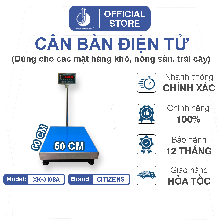 Cân Bàn Điện Tử XK3108A - Mặt Bàn Cân 500x600MM - Đầu Chống Nước