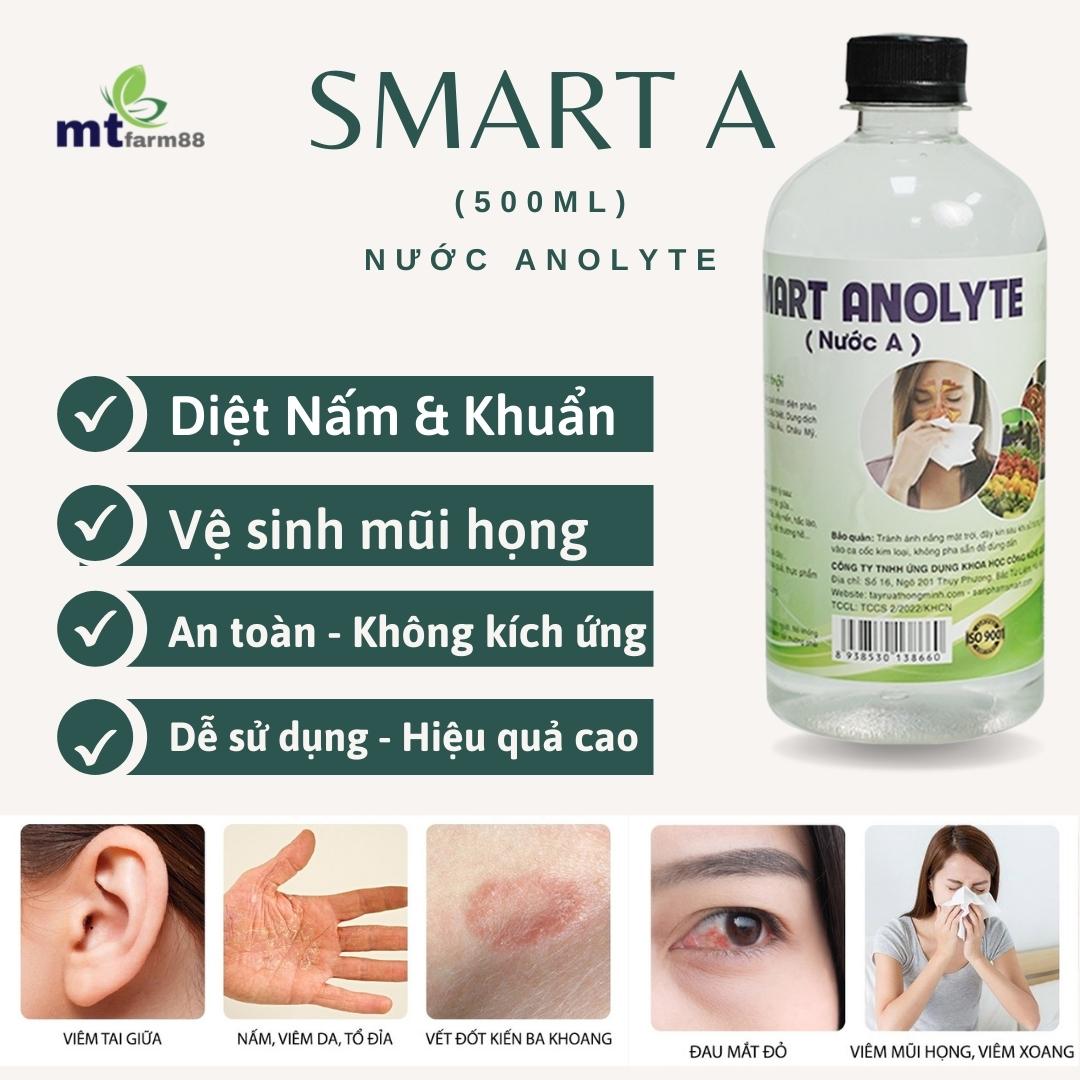 [LOẠI MỚI] 3 CHAI Smart A sát khuẩn Smart Anolyte (Nước A) khử khuẩn tay, bề mặt an toàn không kích ứng 500ml