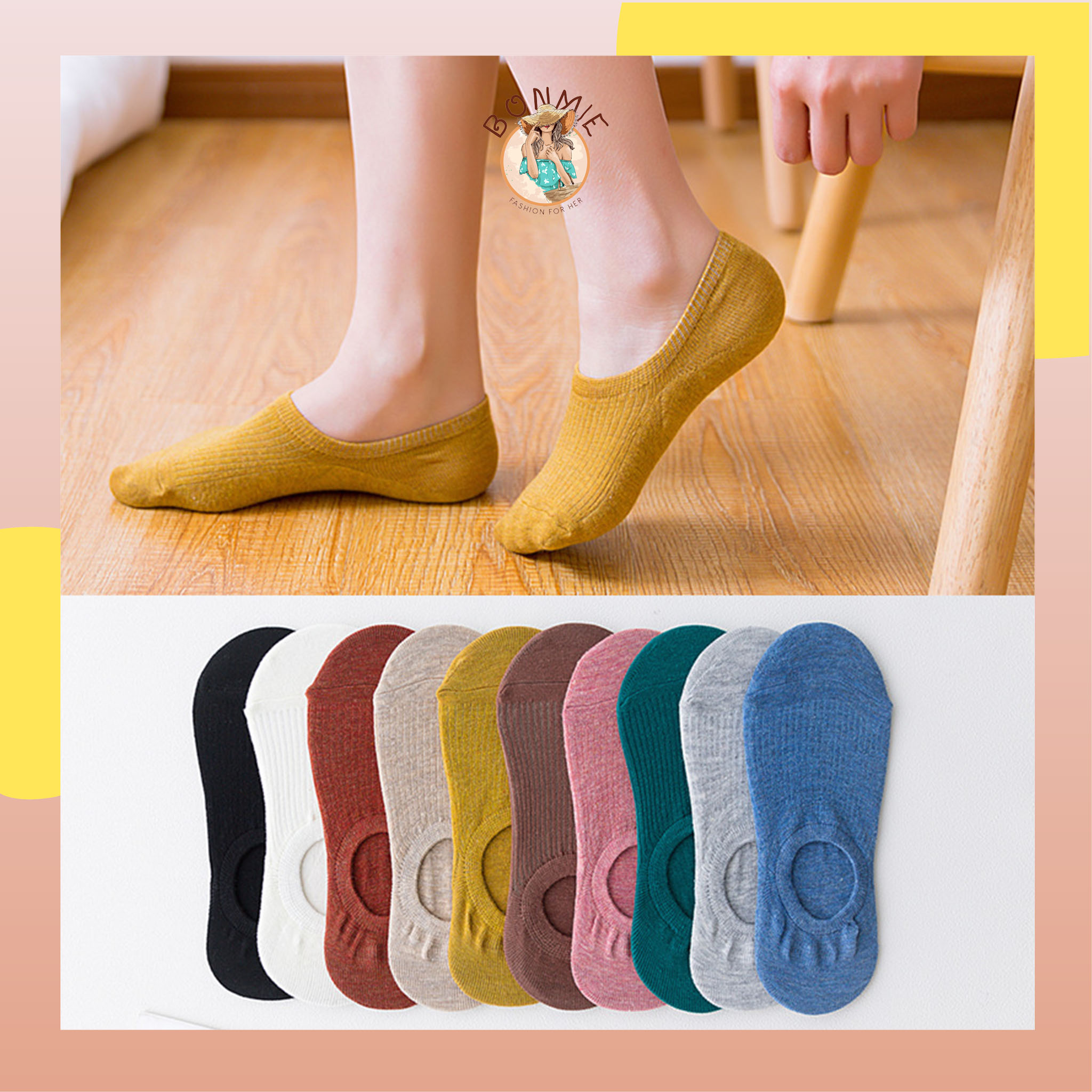 Tất Nữ Cổ Ngắn Đi Giày Chất Liệu Cotton Siêu Co Dãn Thoáng Mát