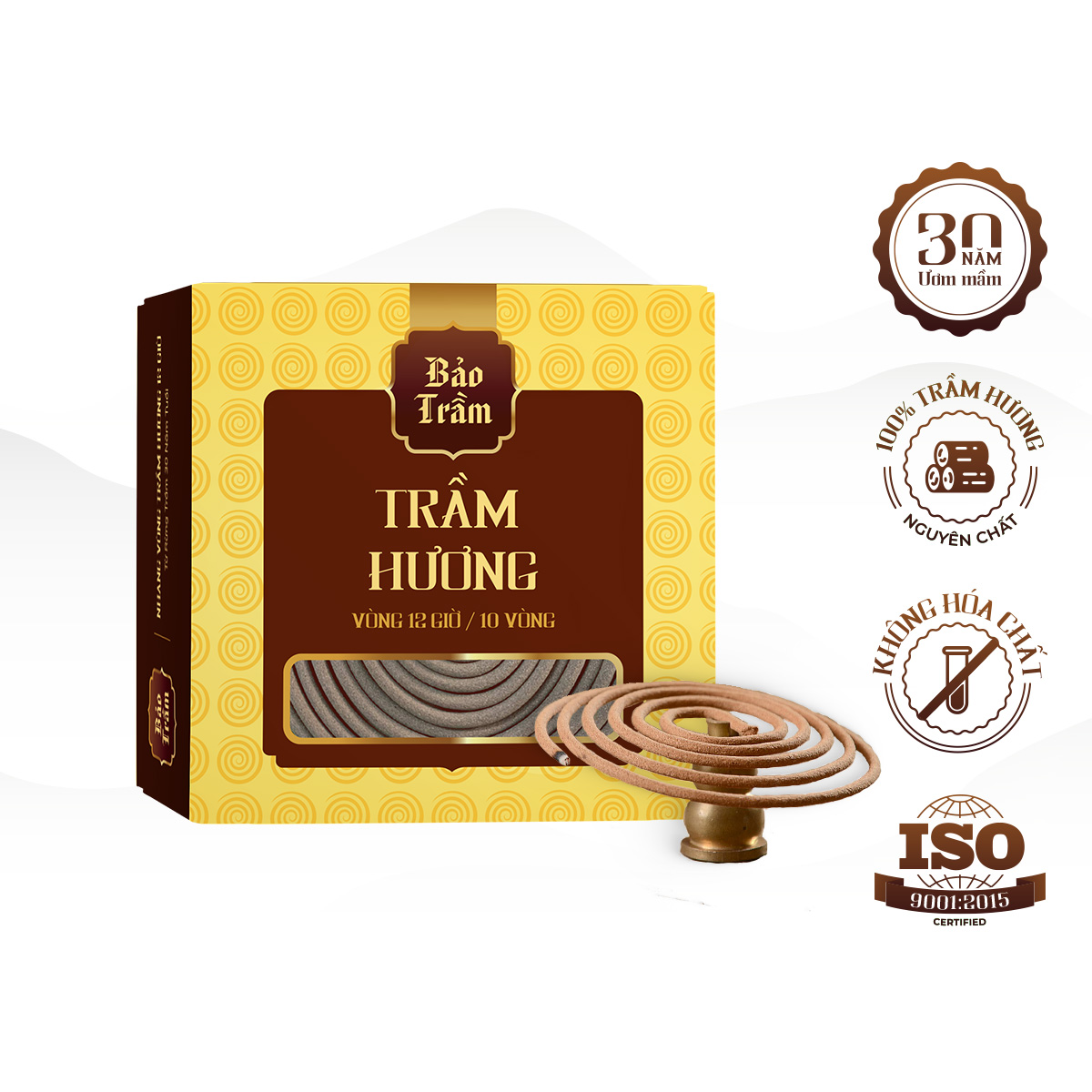 Nhang Vòng Trầm Hương Bảo Trầm, Cao Cấp 12 Giờ 150g