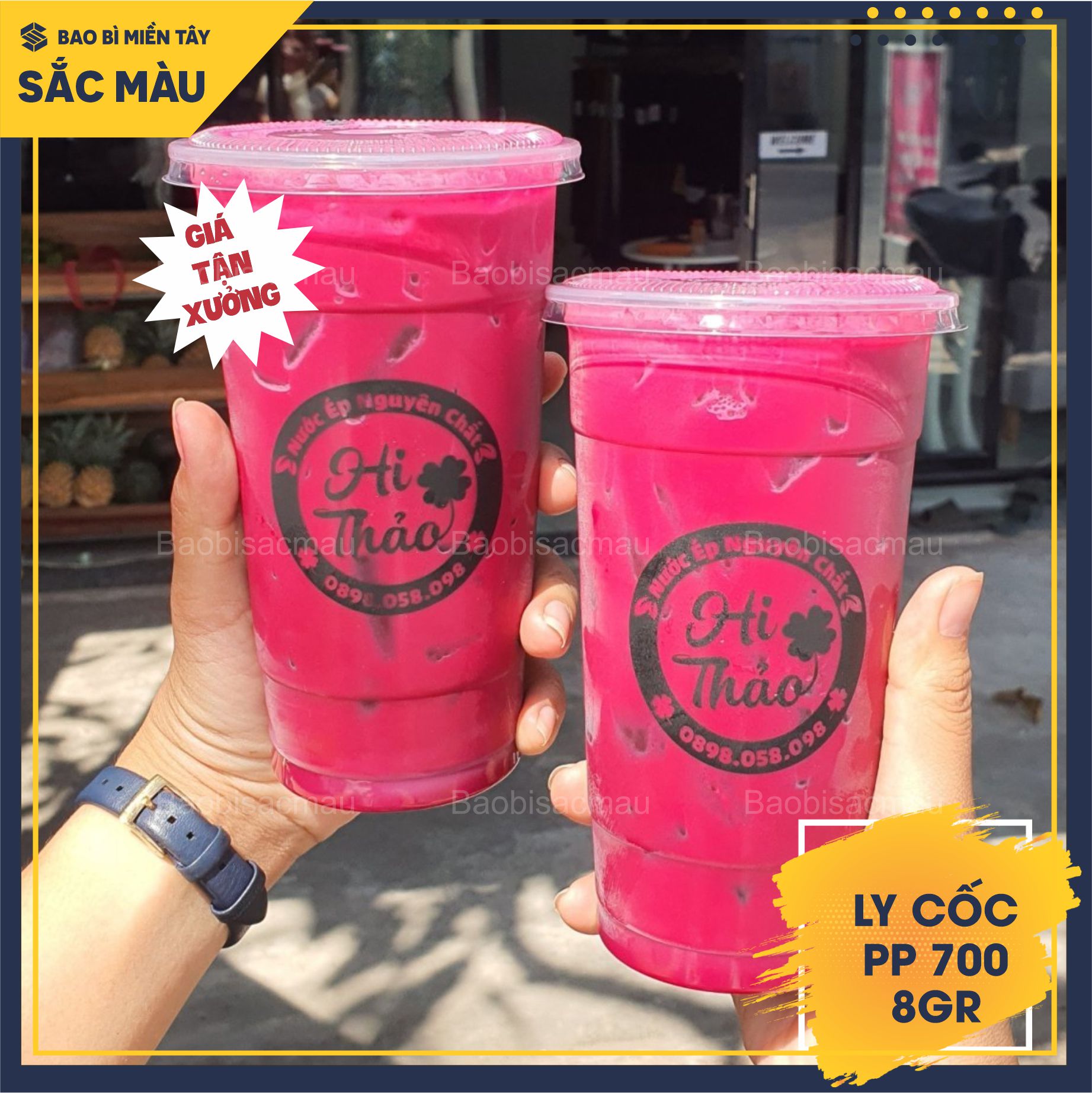 Sỉ 50 cốc nhựa/ ly nhựa PP 700ml kèm nắp