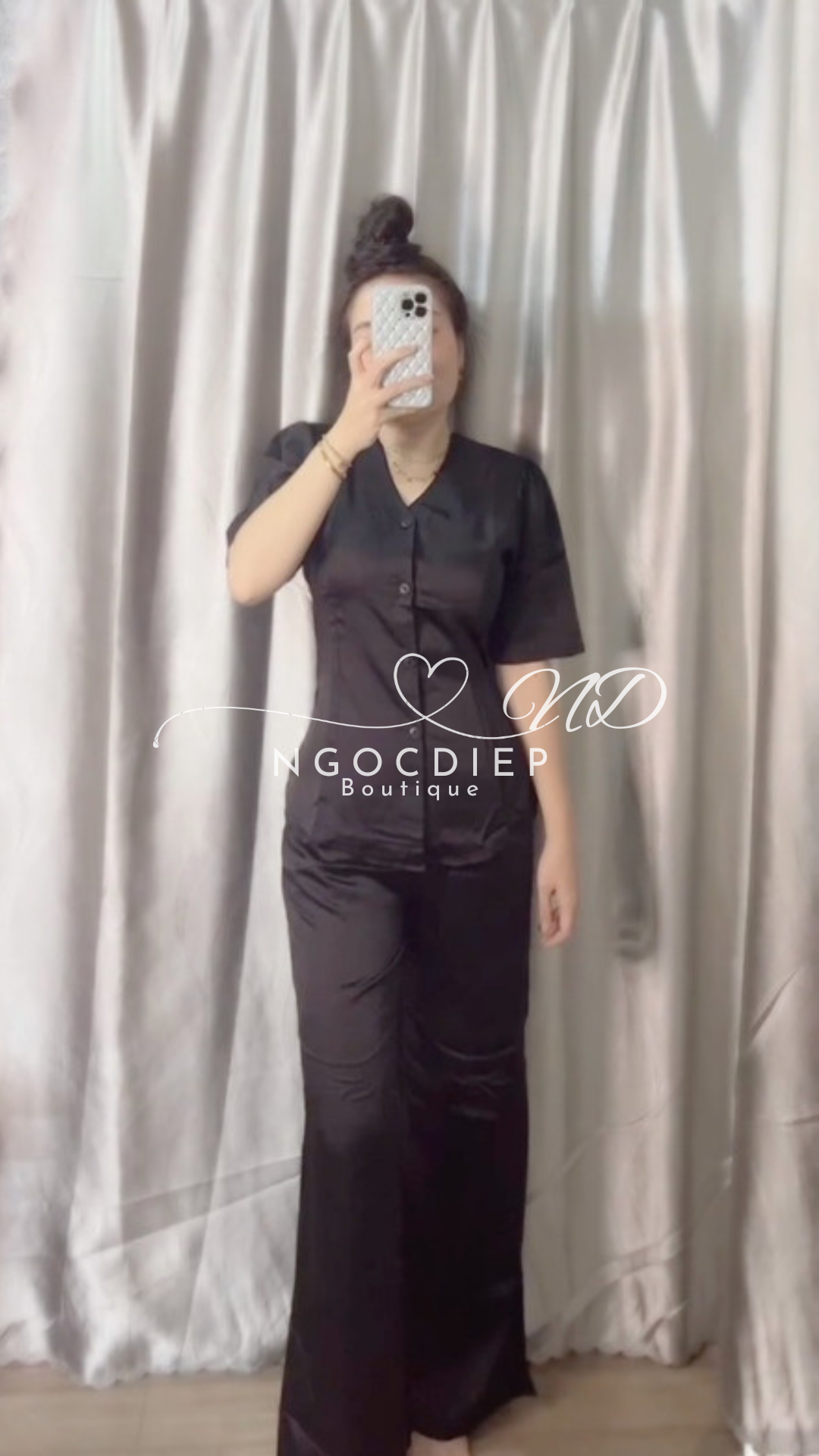Set Lam bà ba Màu Trơn đơn giản đi chùa