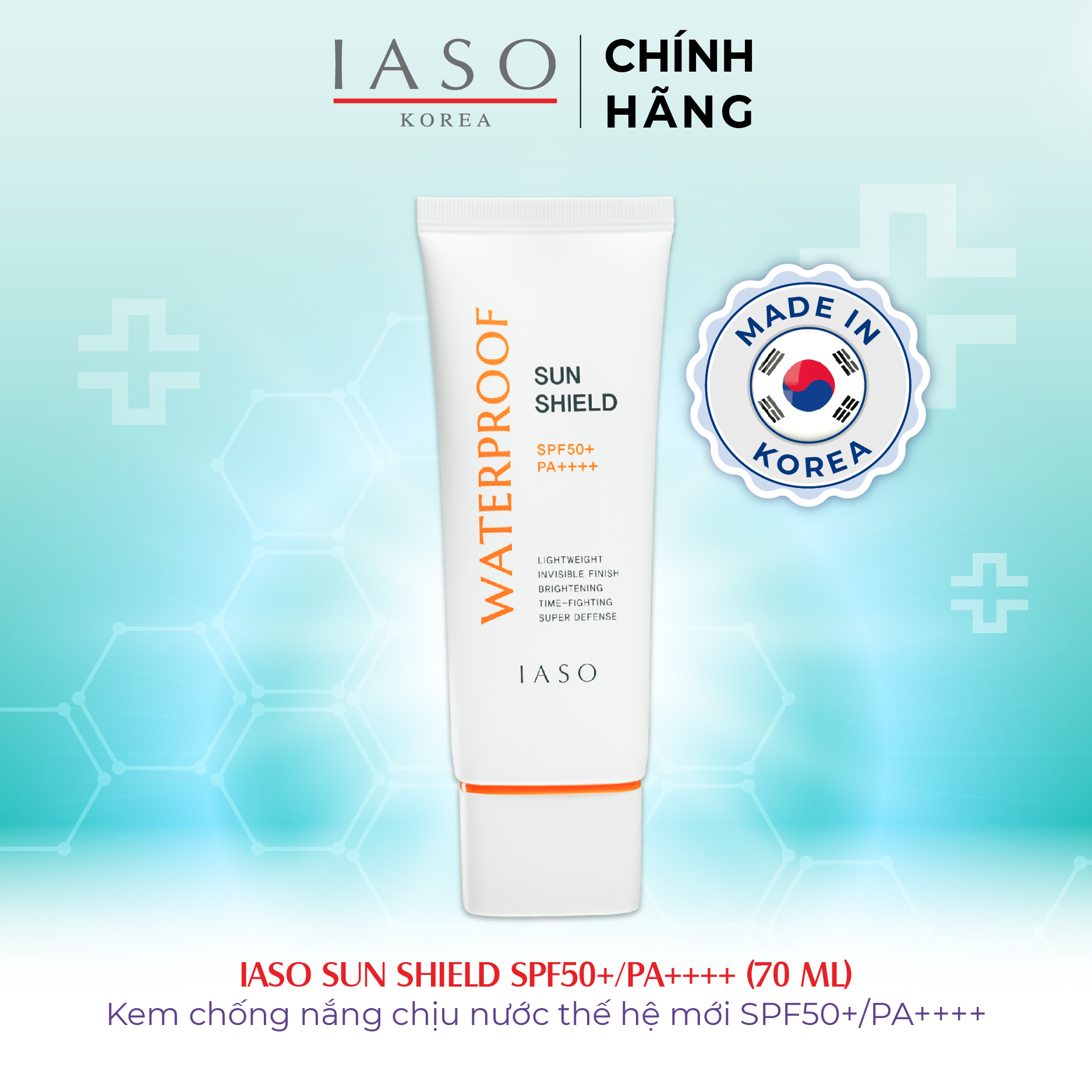 Combo 2 I72 Kem chống nắng chịu nước thế hệ mới SPF50+/PA++++ 70ml