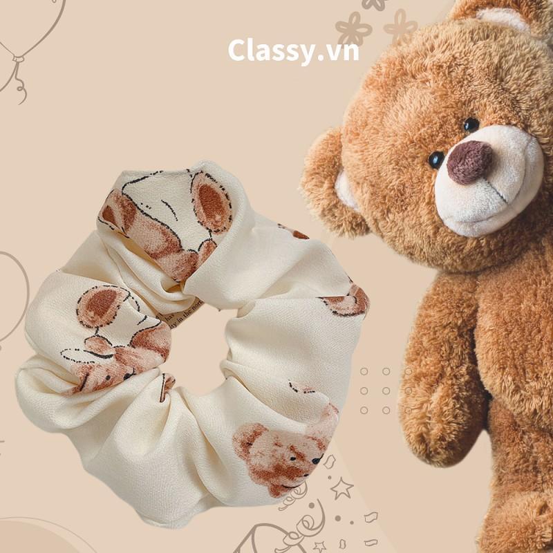 Dây cột tóc Classy họa tiết chú gấu siêu êm siêu bền PK1370