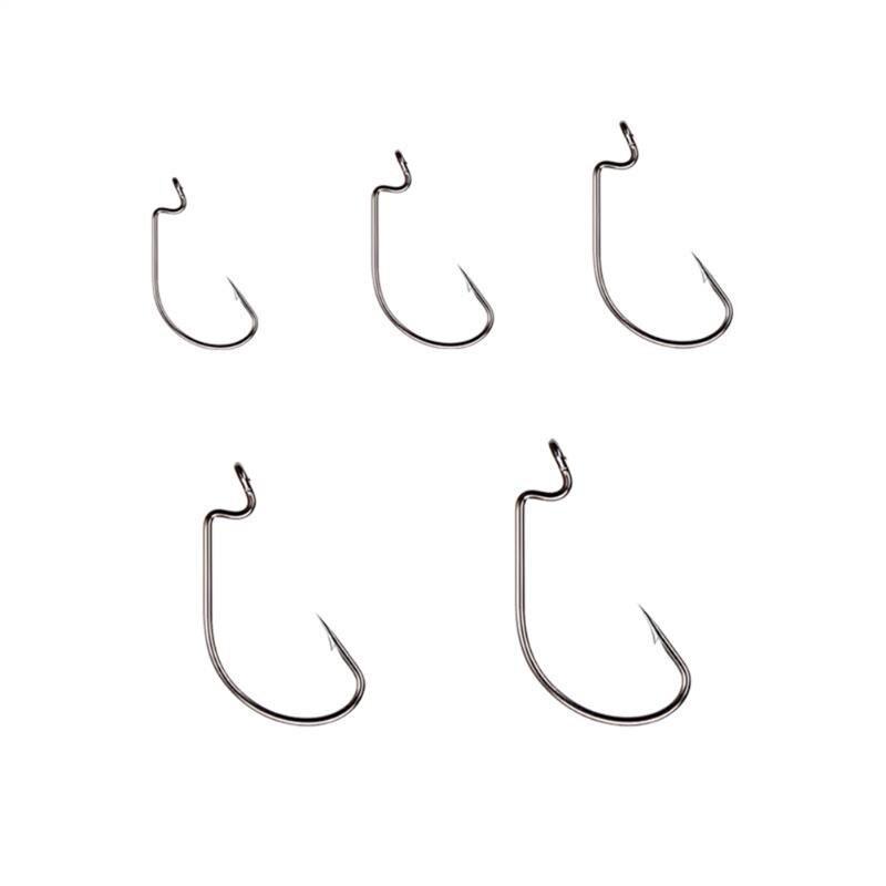 50pcs/lot Fishing Hook Carbon Steel Wide Gap Crank Offset Fishhook For Soft Lure Bass Barbed Carp Fishing Tackle Worm Hook