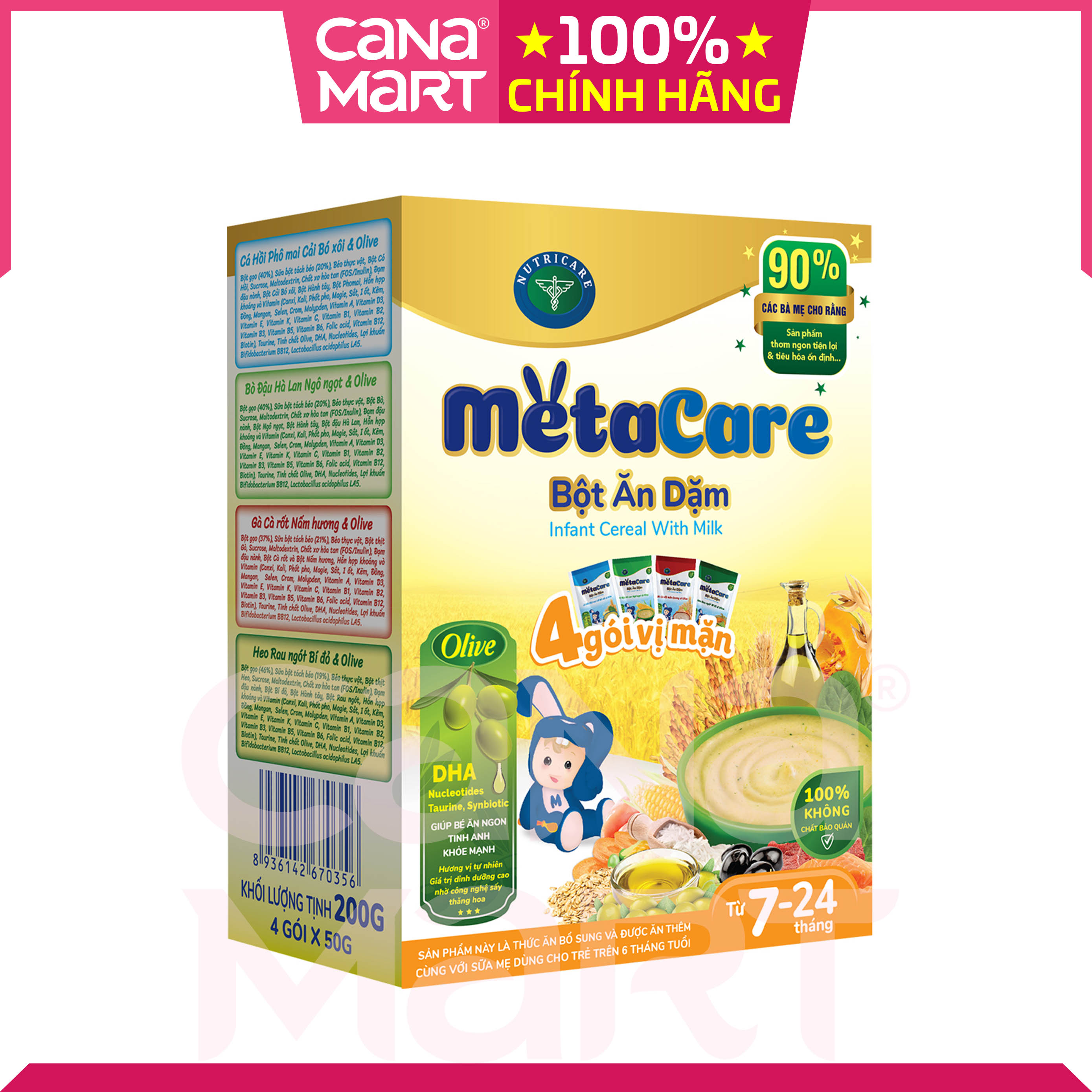 Bột ăn dặm tốt cho bé Nutricare Metacare 4 gói vị mặn