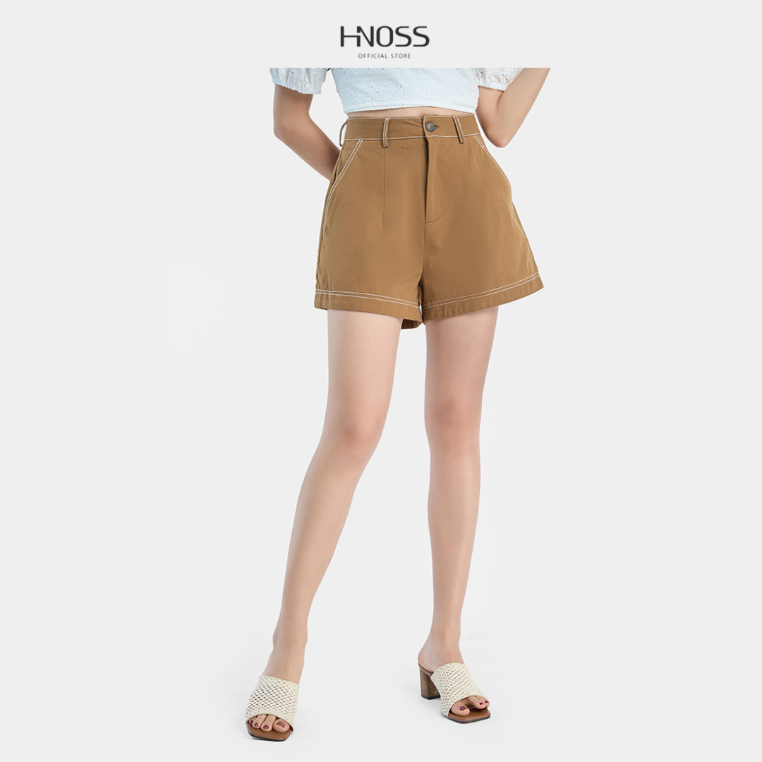 Quần Short Nữ Thời Trang HNOSS Diễu Chỉ Trắng HNQSH014