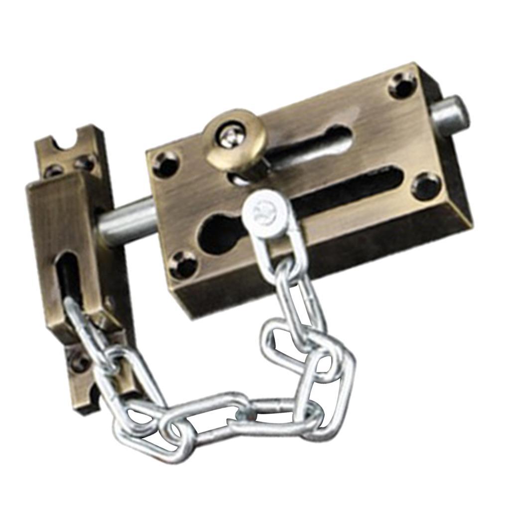 Door Lock Security Sliding Door Latch Chain Lock Fastener Latch, Bronze