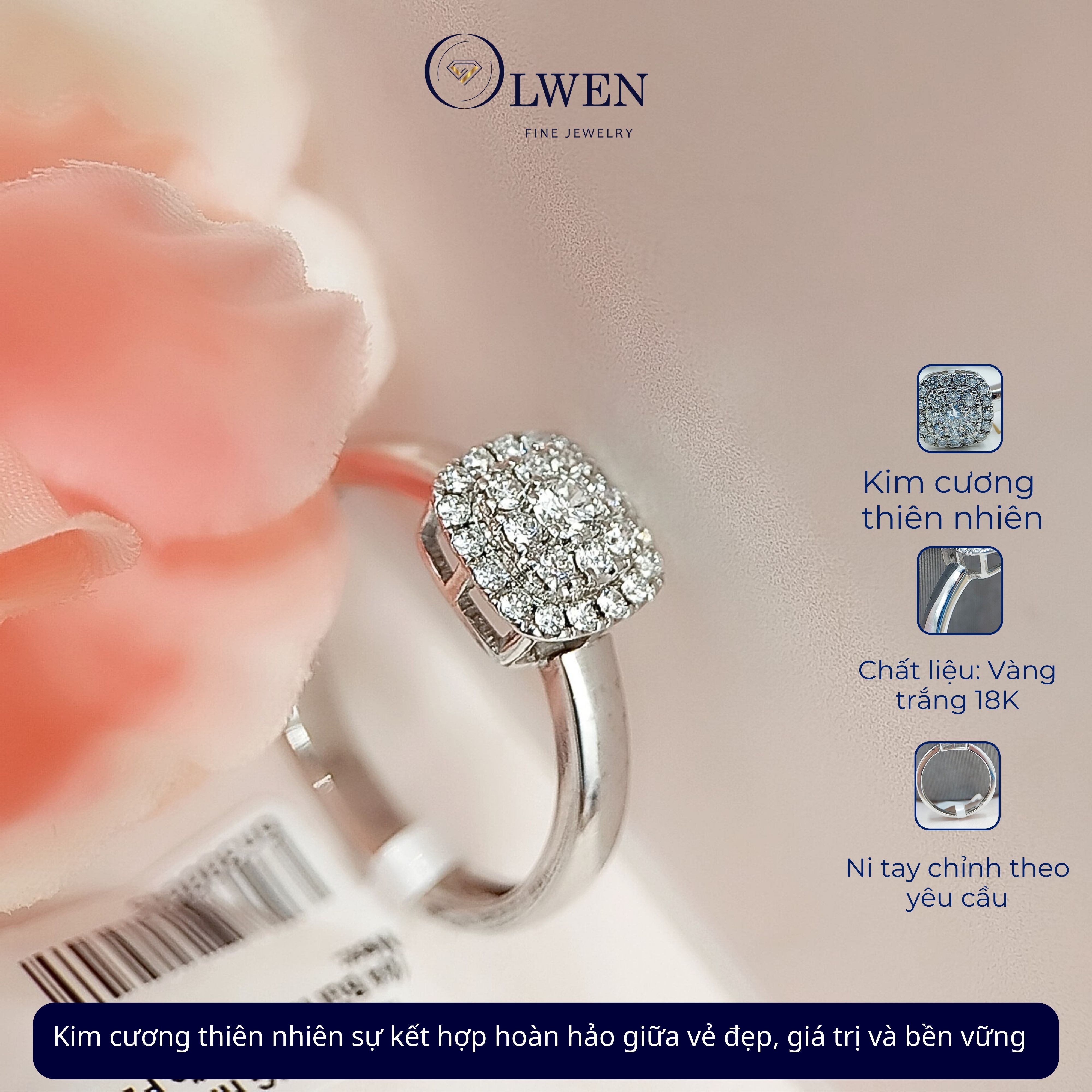 Nhẫn Cluster HK 18K HK Olwen HA-R000046