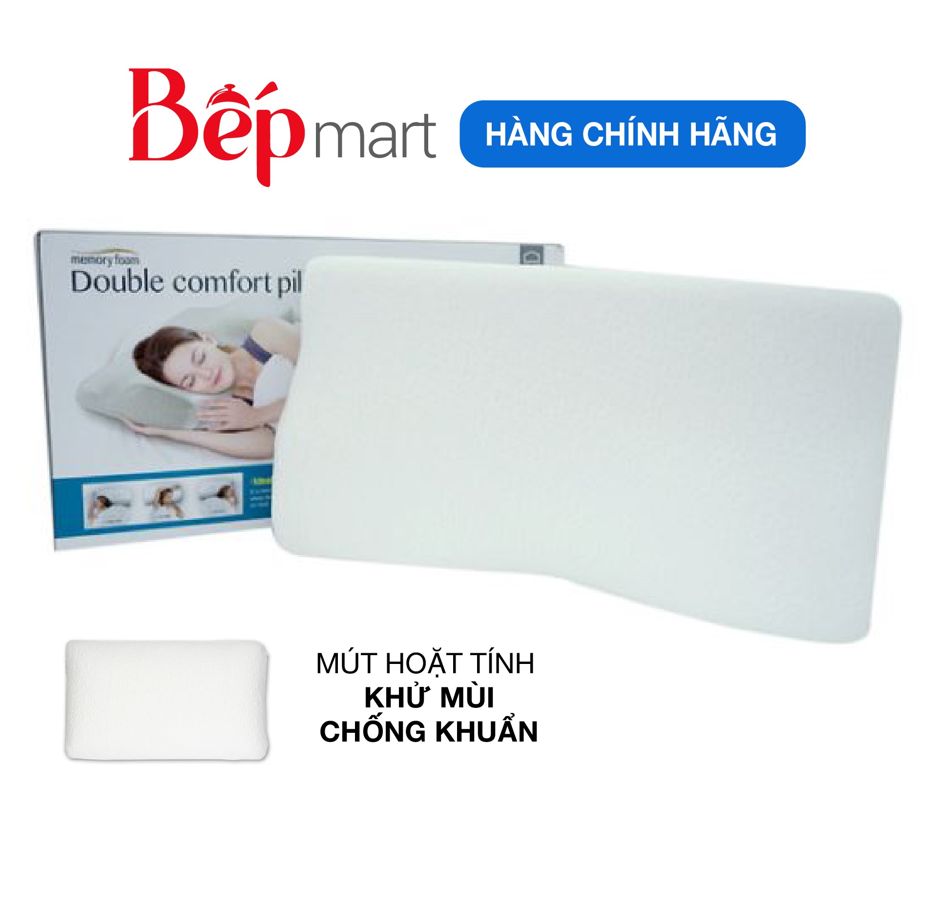 Gối Locknlock Memory Foam 50D HLW114  - mút hoạt tính, nâng đỡ tốt - bepmart - hàng chính hãng