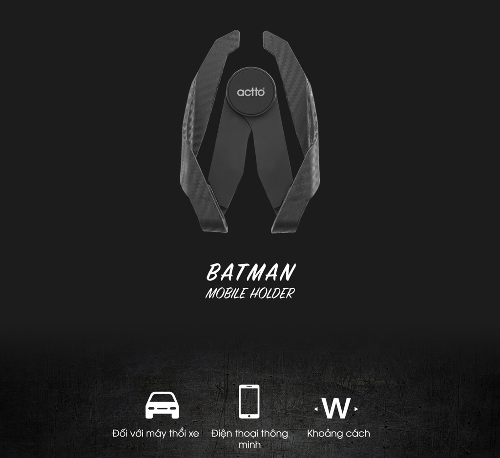 Giá đỡ điện thoại ô tô xe hơi xoay 360 Batman Mobile Holder Actto MST-24 HÀNG CHÍNH HÃNG BLACK