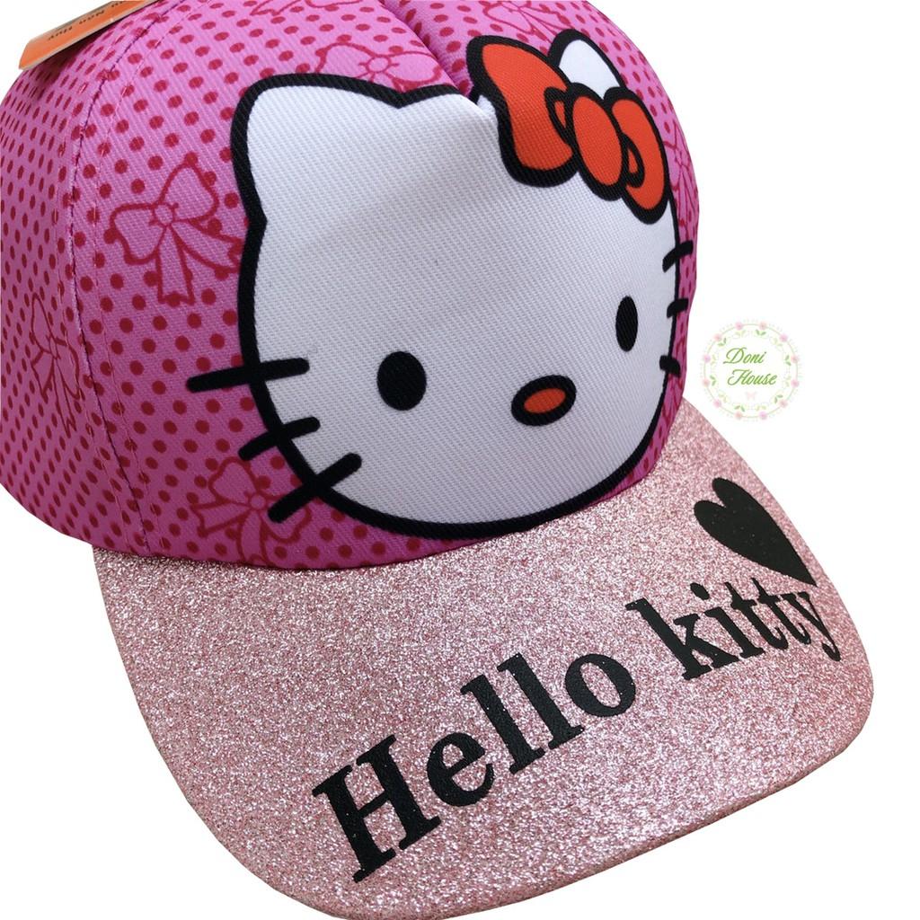 Nón Kết Mũ Lưỡi Trai Cho Bé Gái Từ 6 7 8 9 10 Tuổi Hình Hello Kitty Vành Kim Tuyến Dễ Thương - Doni House