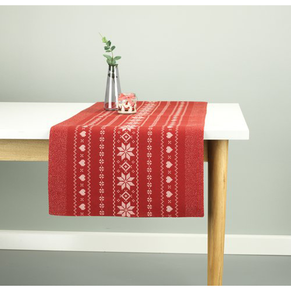 Khăn trải bàn JYSK Girlander vải cotton màu đỏ 40x150cm