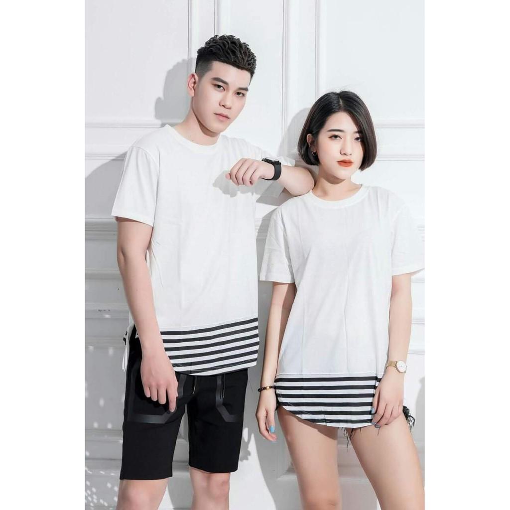 Áo đôi phối viền kẻ cao cấp - giá 2 áo