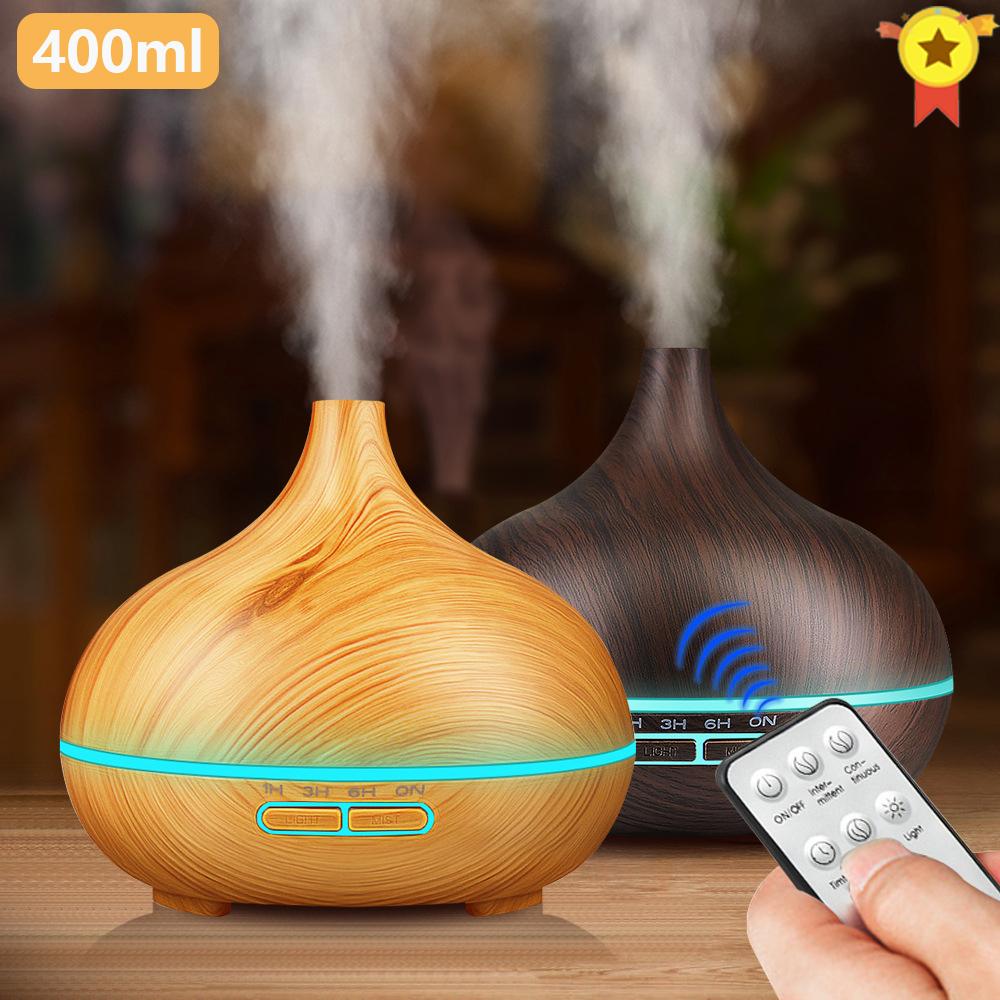 400Ml Tinh Máy Khuếch Tán Tinh Dầu Gỗ Hạt Điều Khiển Từ Xa Siêu Âm Thanh Máy Tạo Độ Ẩm Không Khí Nồi Cơm Điện Từ Thoáng Mát Thương Với 7 Màu Sắc
