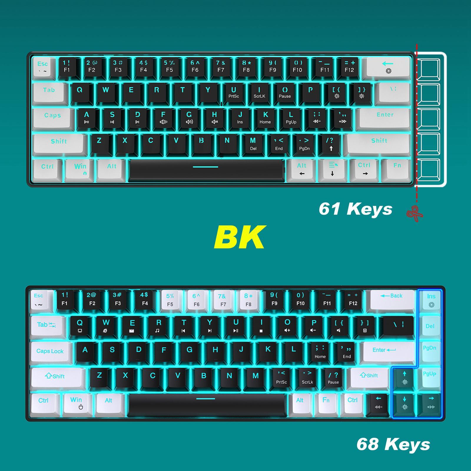 Mechanical Keyboard Wired with Blue Backlight Gaming Keyboard for Desktop PC