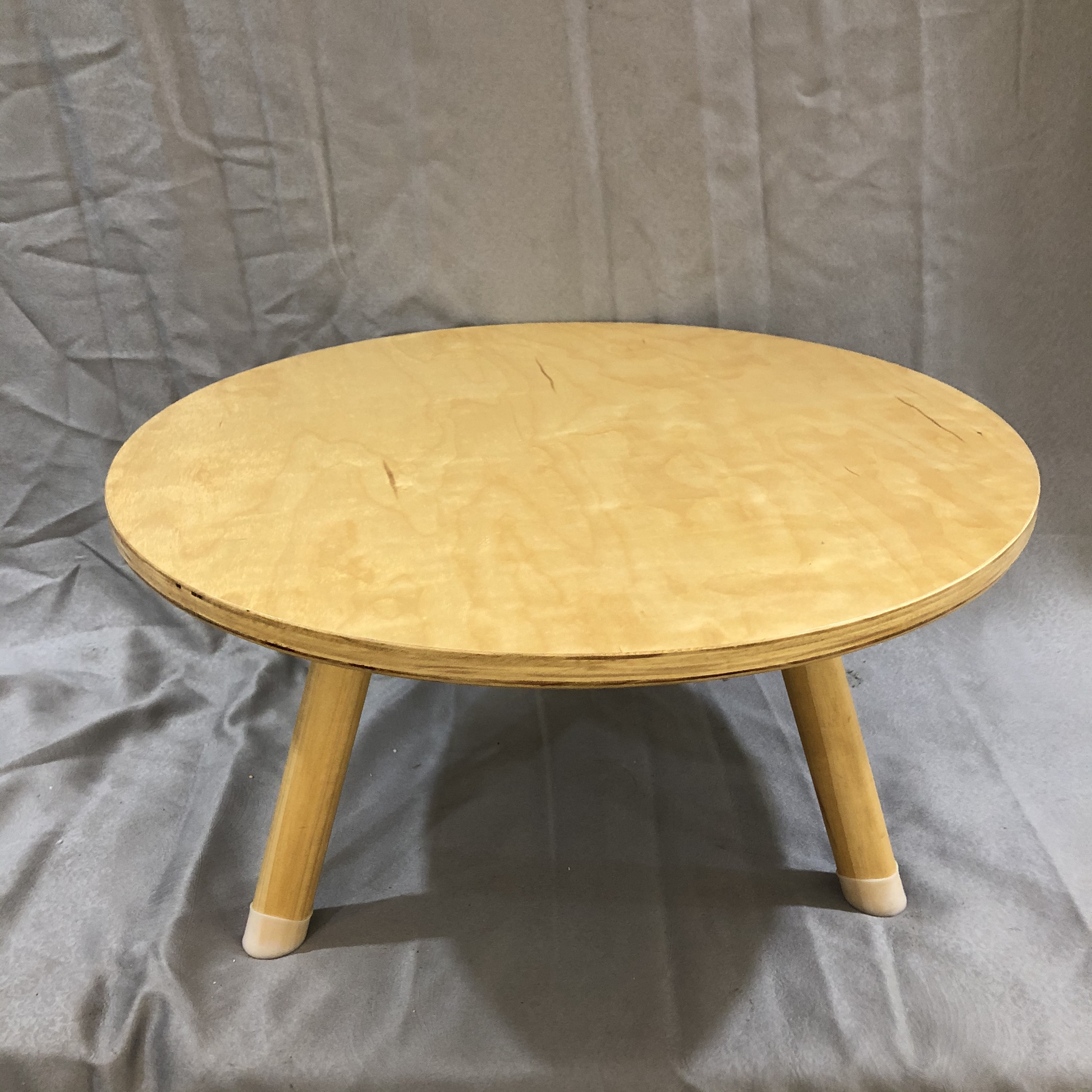 Bàn trà cà phê mặt bàn hình tròn gỗ plywood tự nhiên KNF, thiết kế tối giản, tháo lắp thông