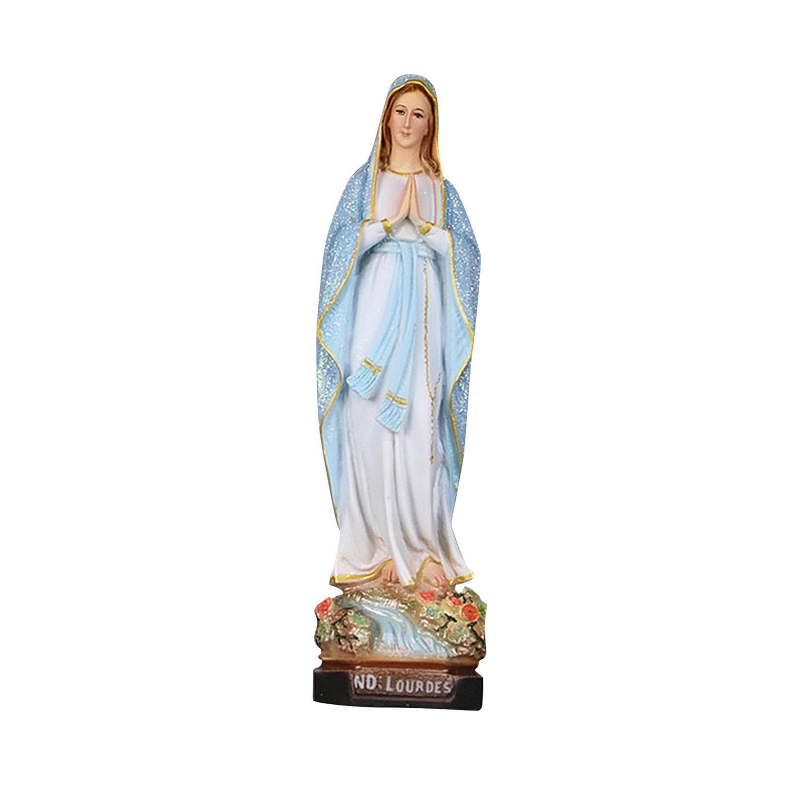 Mother Mary Figurine on Base Holy Statue for Bedroom