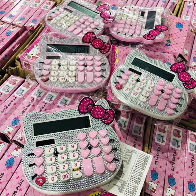 Máy Tính Cầm Tay Mèo Hello Kitty ĐÍNH ĐÁ Dùng Pin Và Năng Lượng Mặt Trời 12 Chữ Số - Hàng Chất Lượng KST