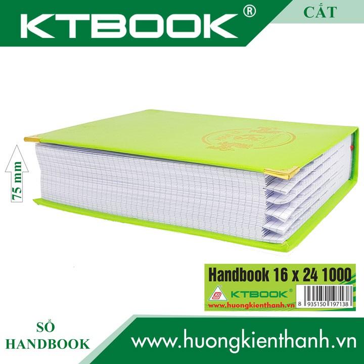 SỔ GHI CHÉP BÌA DA HANDBOOK CAO CẤP 1000 trang size 16 x 24 cm ruột giấy in caro Cắt góc + May gáy