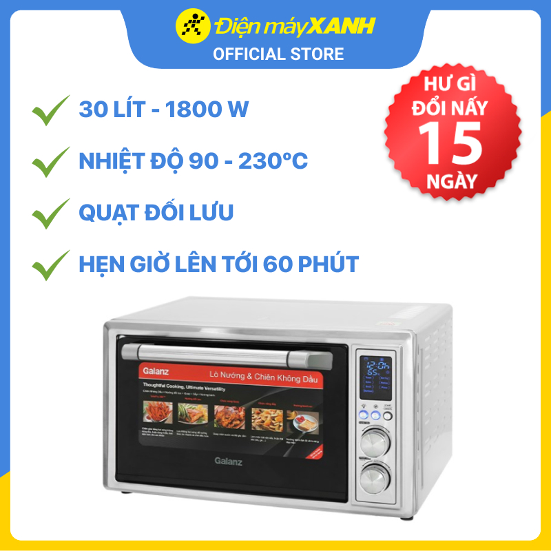 Lò chiên không dầu và nướng đối lưu Galanz KF1830ELQ-H12U 30L - Hàng chính hãng