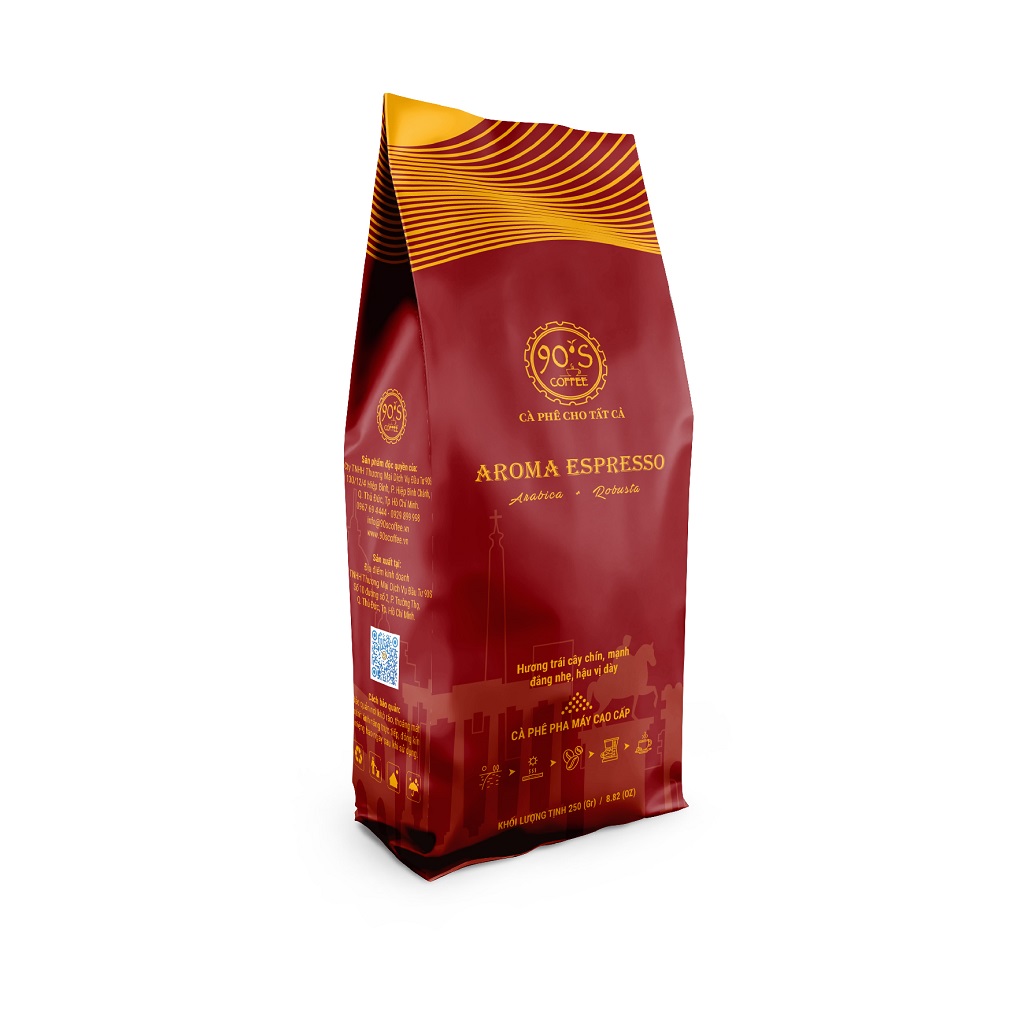 Cà Phê Rang Xay Thượng Hạng | AROMA ESPRESSO | 90S Coffee | Gu Café "Đấu Sĩ" Mạnh Mẽ & Hiện Đại | Cà Phê Pha Máy Cao Cấp