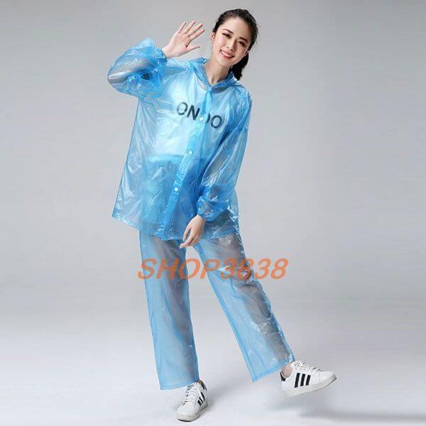 Bộ Quần Áo Mưa Nhựa Dẻo FreeSize Không Thấm Nước