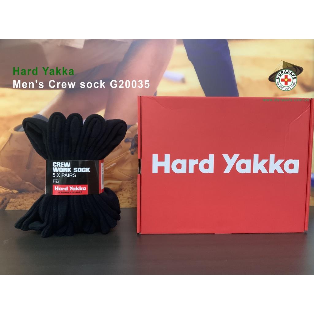 Set 5 vớ / tất cổ cao HARD YAKKA G20035 Men’s Cotton Crew Worksock 5 Pack Black Free Size