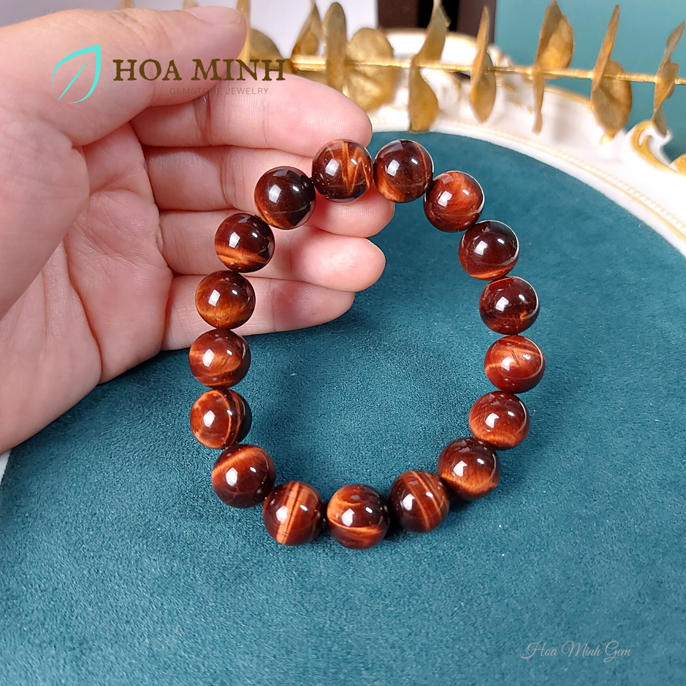 Vòng tay phong thủy chuỗi Mắt Hổ Đỏ Nâu chất 5A VIP size 12 li, hợp mệnh Hỏa Thổ