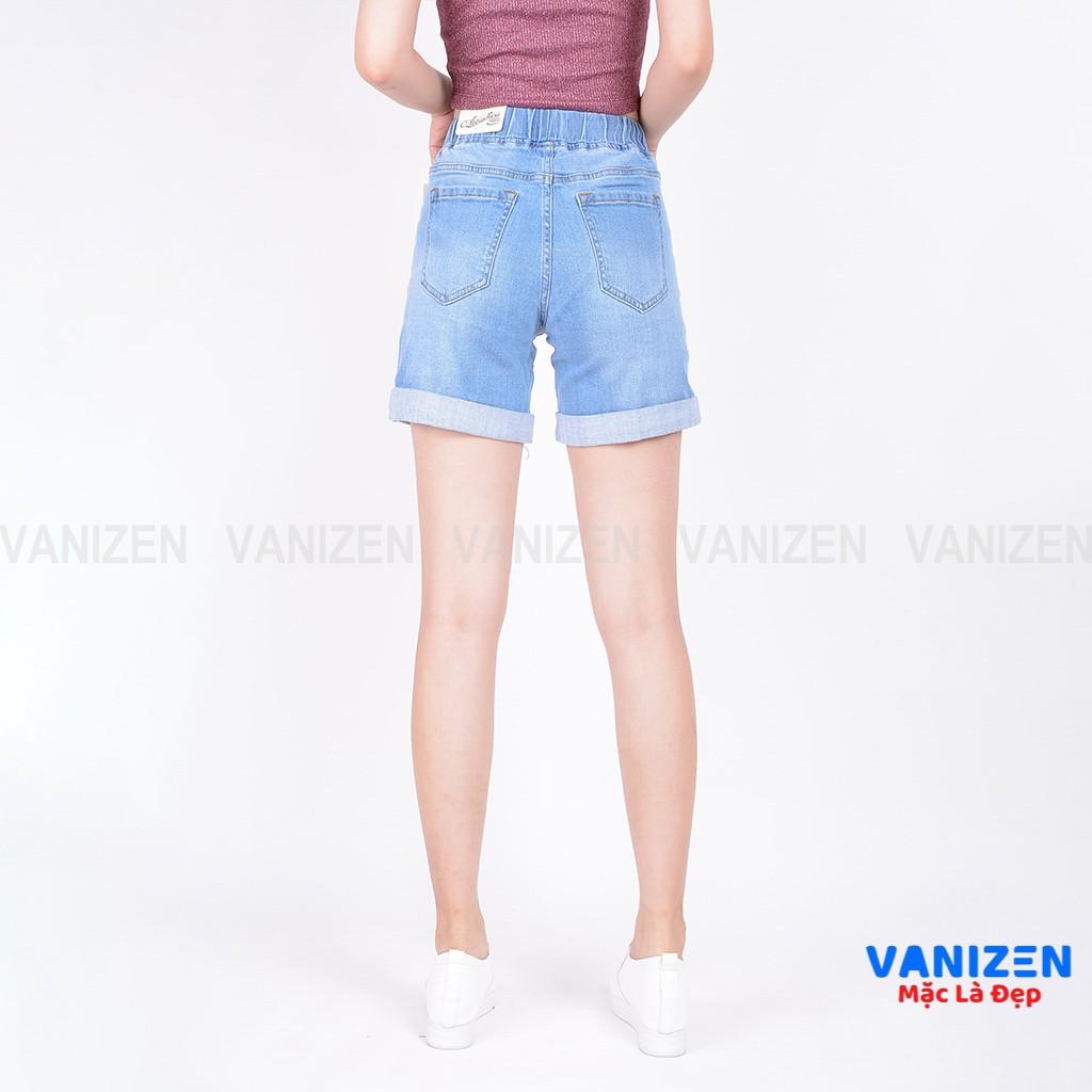 Quần short jean nữ ngắn đẹp lưng cao cạp chun rách hàng cao cấp mã 448 VANIZEN