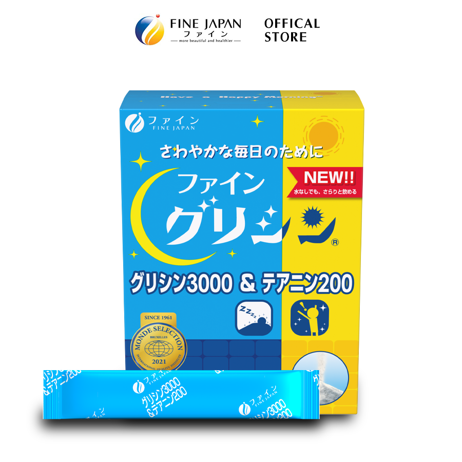 Bột hỗ trợ ngủ ngon và sâu giấc Glycine & Theanine Fine Japan 30 gói